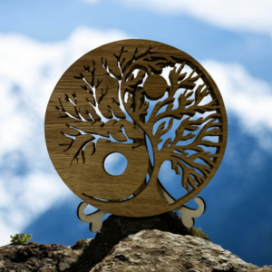 Symbole du yin et yang en chêne